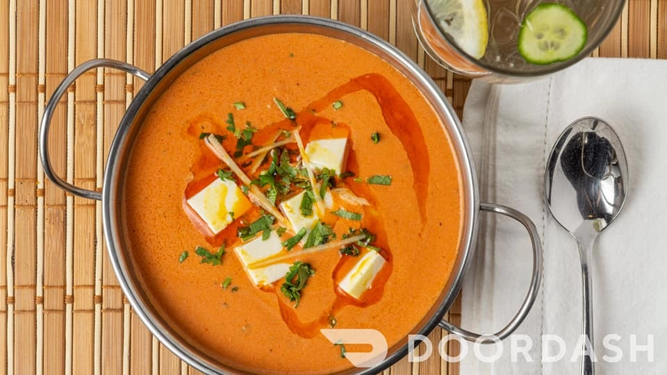 Creamy paneer butter masala vegetarian dish at Dynamic Duo Indian restaurant Saskatoon